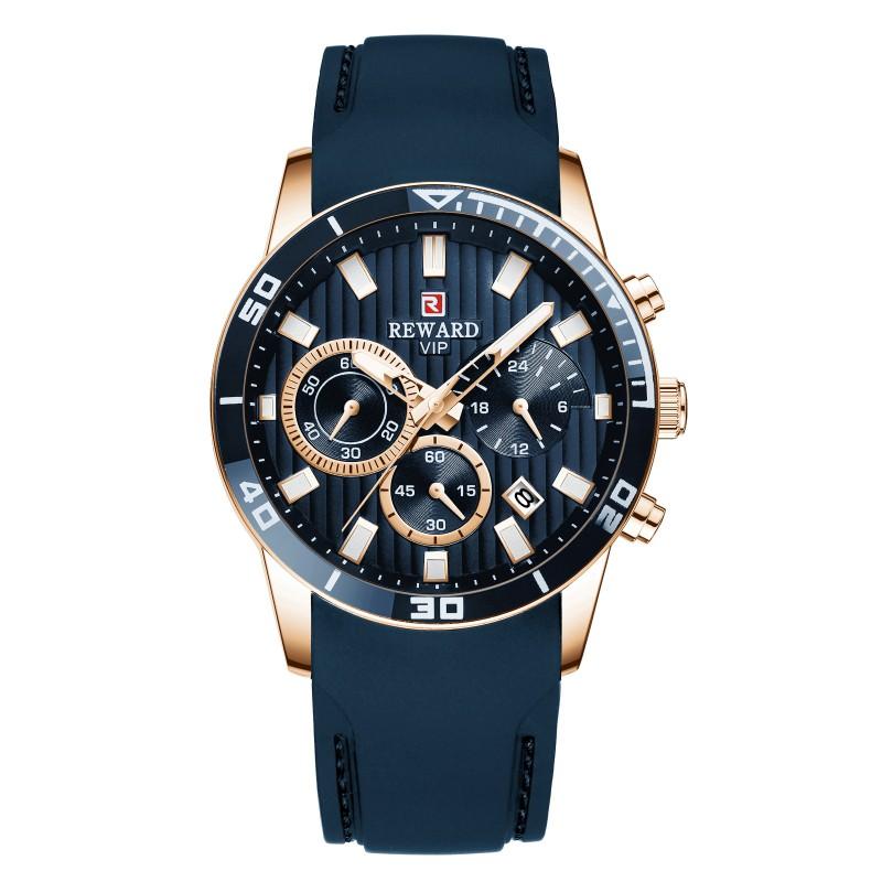 Mens Sport Watch With Silicone Strap Chronograph Date Luminous 30M Waterproof Alloy Case 44mm Quartz