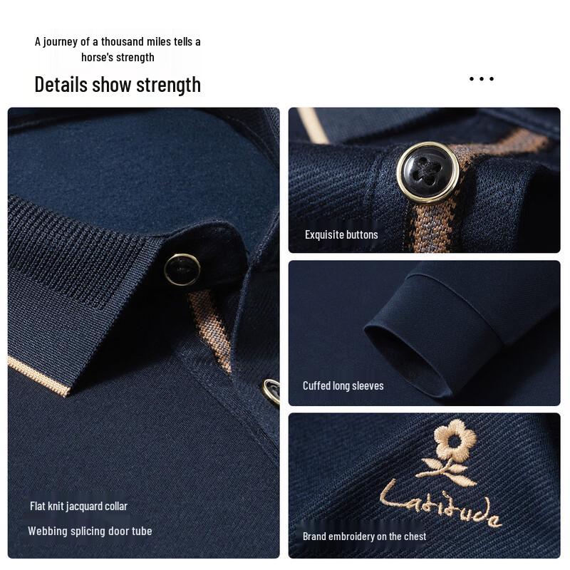 MONTAGUT Men's Lamb Wool Blend Casual Long Sleeve Polo Shirt