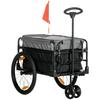 Lastenanhänger Handkarre 130 x 64 x 103 cm Stahl Schwarz+Grau