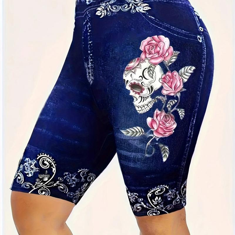 2026 Floral Skull Print Plus Size Women's Motorcycle Suit: Fashionable & Versatile