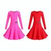 Long Sleeve Latin Dance Dress Glossy Latin Performance Costume  Competition