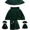 Classic Women Christmas Tree Costume Velvet Dress Cloak Hat Party Props Plus Size