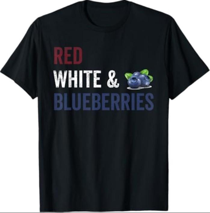 Vintage Funny Red, White and Blueberries Patriot T-Shirt S разноцветный