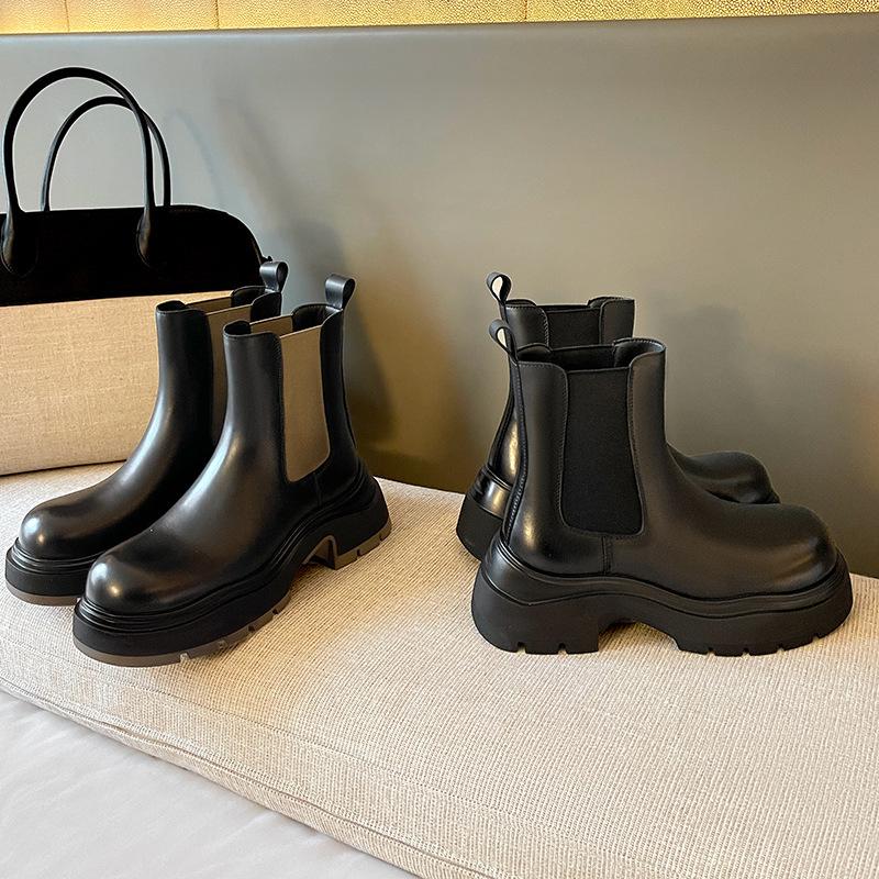 Cowhide version~ Chelsea genuine leather Martin boots spring and autumn 2025 new British thick-soled velvet chimney short boots