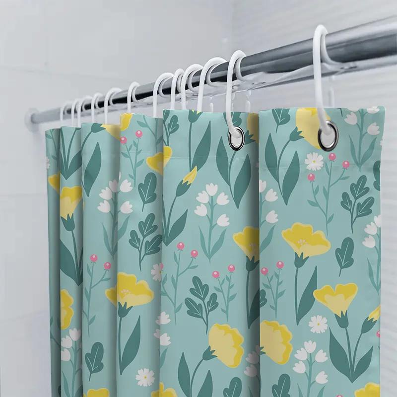 Bathroom Curtain Flowers Printed Waterproof Washable Bath Shower Curtains Decor Home Textile Polyester Fabric