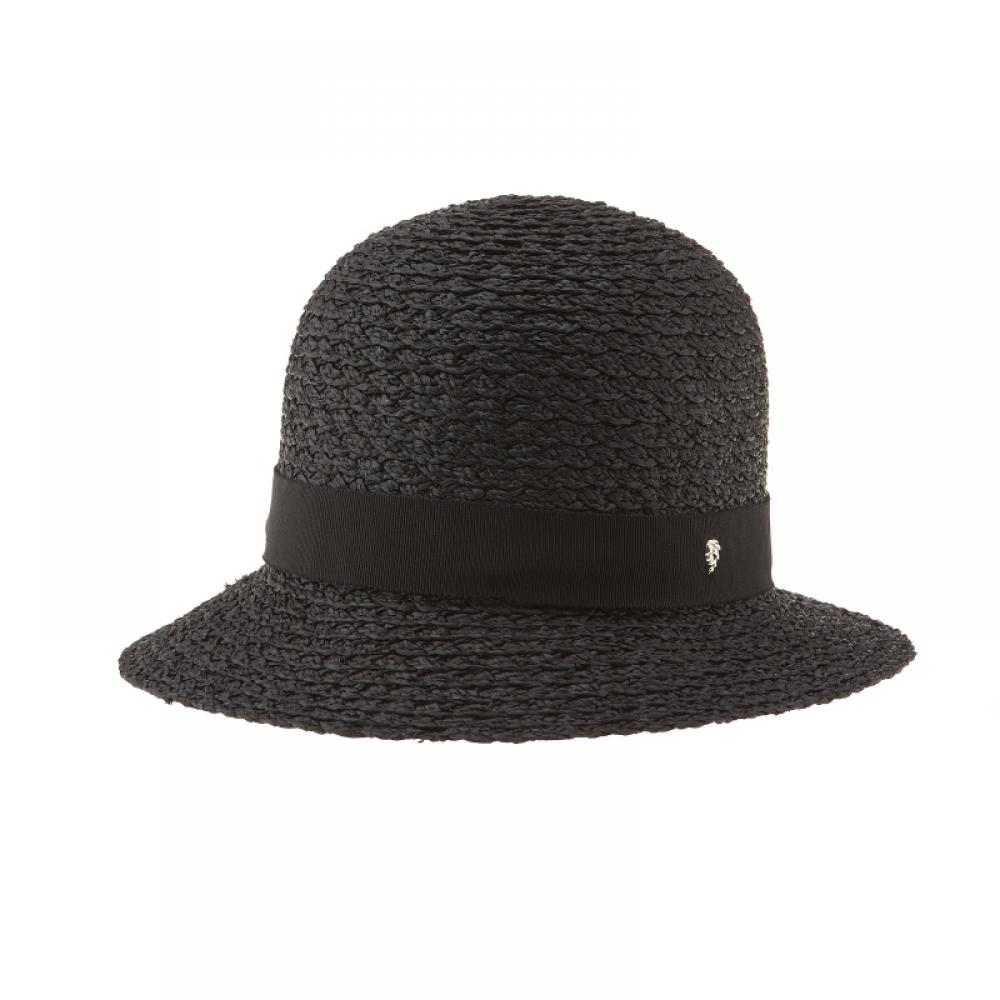 Helen Kaminski Hat51378 Ca Nikki Charcoal Black Ribbon Cloche Bucket Hat