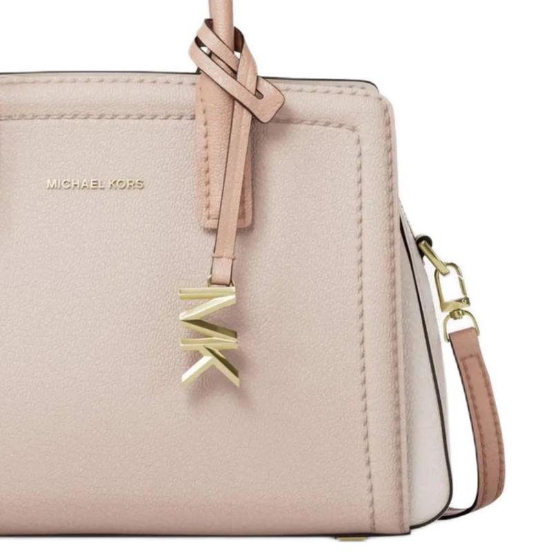 MICHAEL KORS Laila Adjustable Detachable Shoulder Strap Contrast Design Brand Logo Charm Artificial Leather Handbag Mini Women's Light Pink