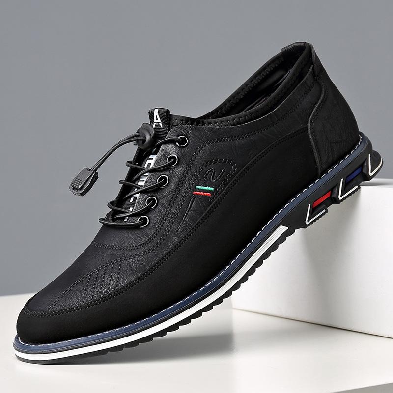 

2025 autumn new sports driving shoes fashionable and comfortable lazy buckle-free casual leather shoes men s 45