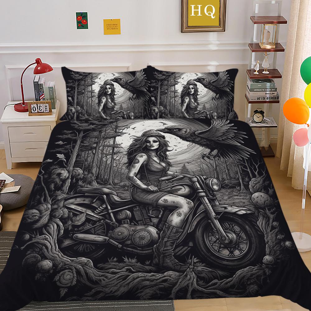Beauty Skull Printed Comforter Cover Set Twin Size Polyester Bedspreads Man Fashion Design Duvet Cover Set