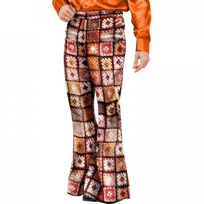 Smiffys Mens 60s Printed Crochet Costume Flared Trousers