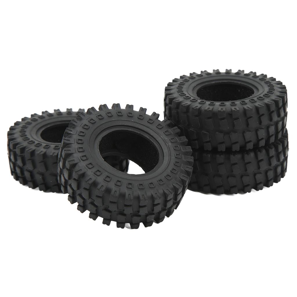 4PCS RC Tire Skins 1.25 Inch Rubber Tires RC Accessories for AXIAL 1/24 SCX24 for FMS 1/24 FCX24 Black