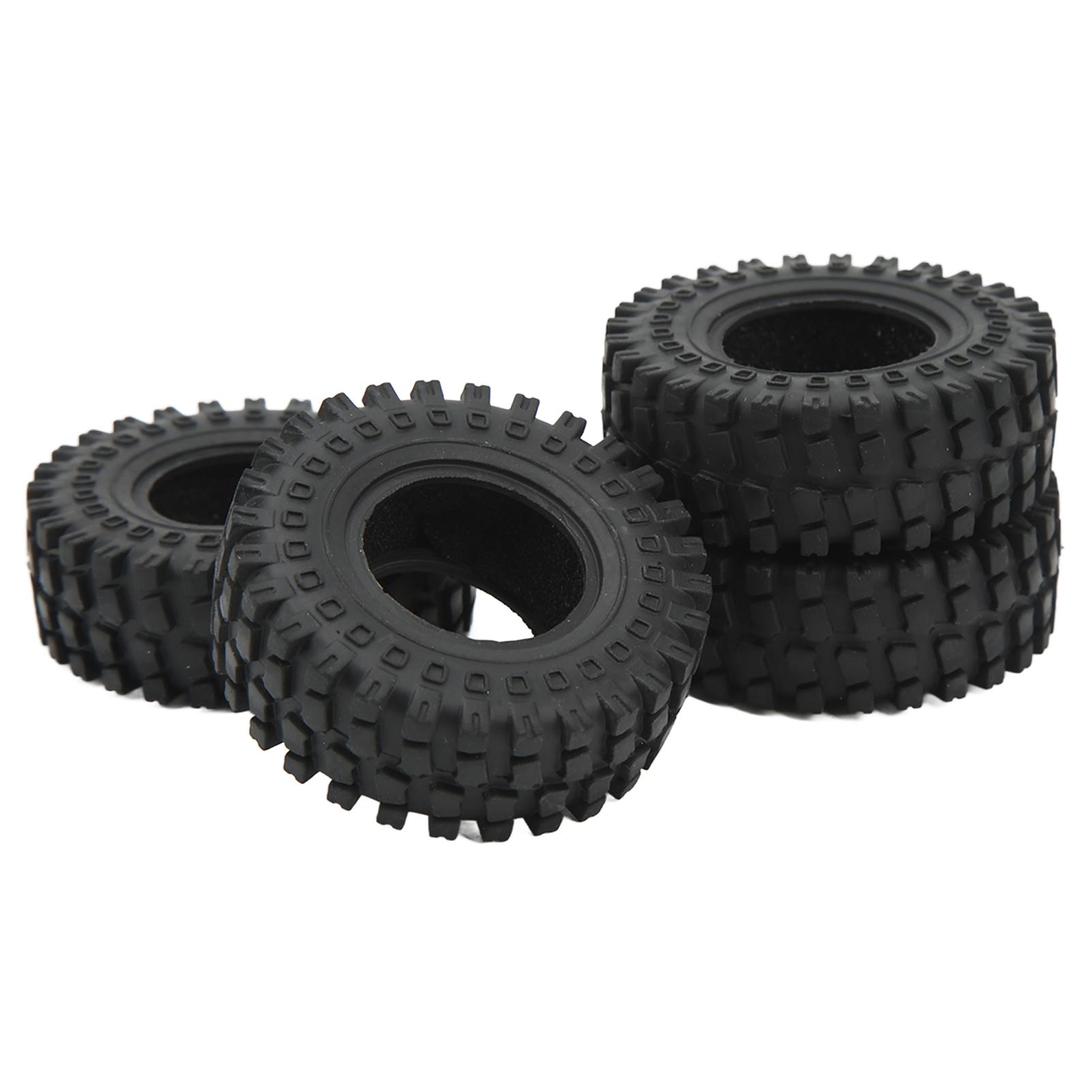 

4PCS RC Tire Skins 1.25 Inch Rubber Tires RC Accessories for AXIAL 1/24 SCX24 for FMS 1/24 FCX24 Black