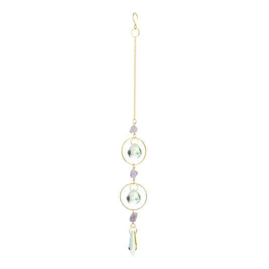 Amethyst Sun Catcher Sun Moon & Star Metal Pendants Rainbow Maker Window Hanging D