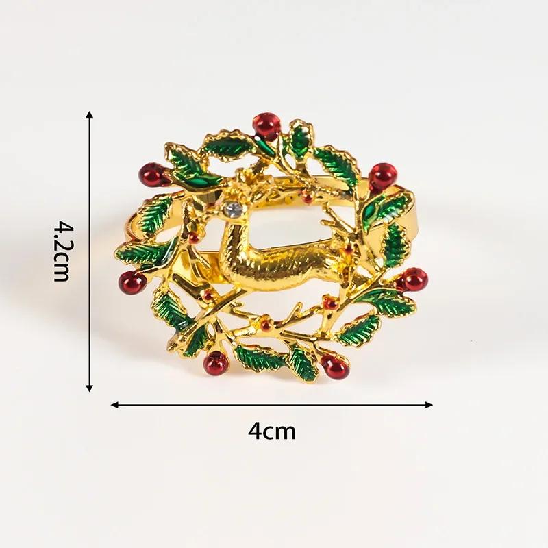 1pc Christmas Napkin Rings Napkin Holder Rings for Home Table Decoration Elk Xmas Tree Wreath Napkin Buckle Dinner Room Supplies