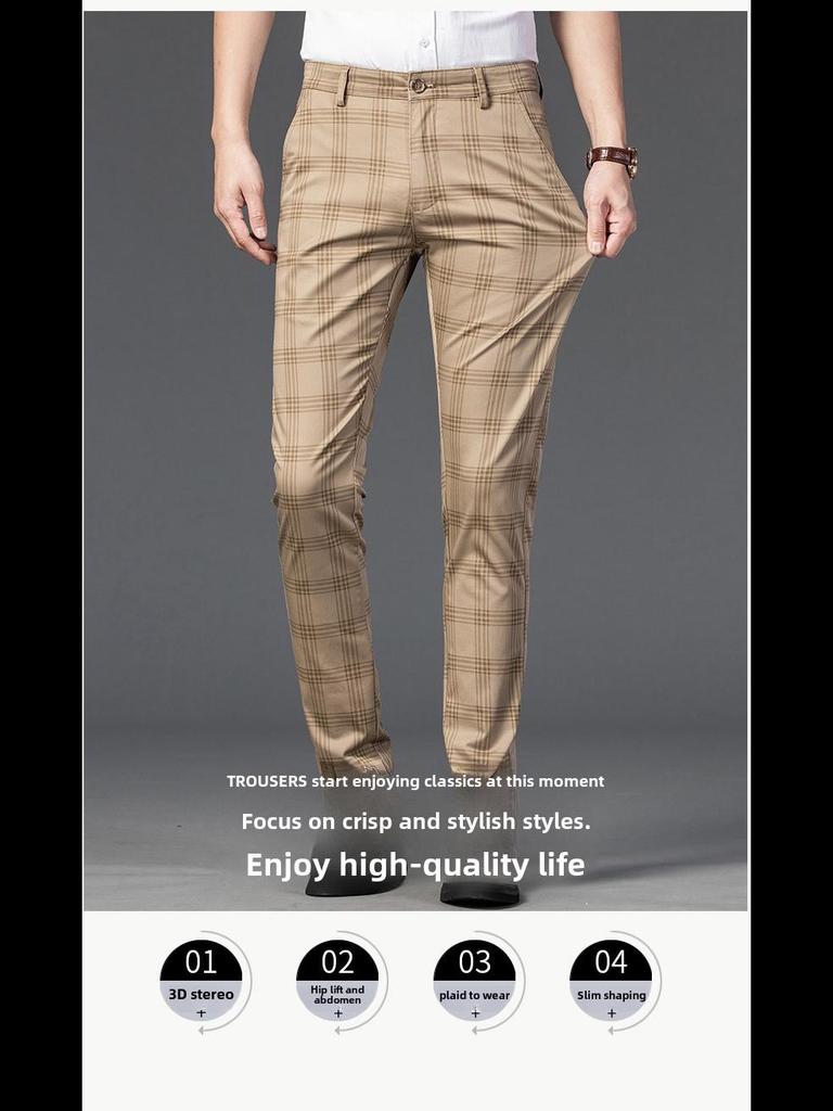 2021 Herren Frühling Casual Plaid Elastic Slim Business Pants - Jugendmodetrend