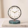 Clock with Marble Base Golden-Hued Decorative Desktop Marbled for Bedroom