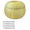 Vegetable Food Hand Woven Storage Basket Round Multi-Purpose Storage Box with Lid Durable Wicker Tray Home Organizer