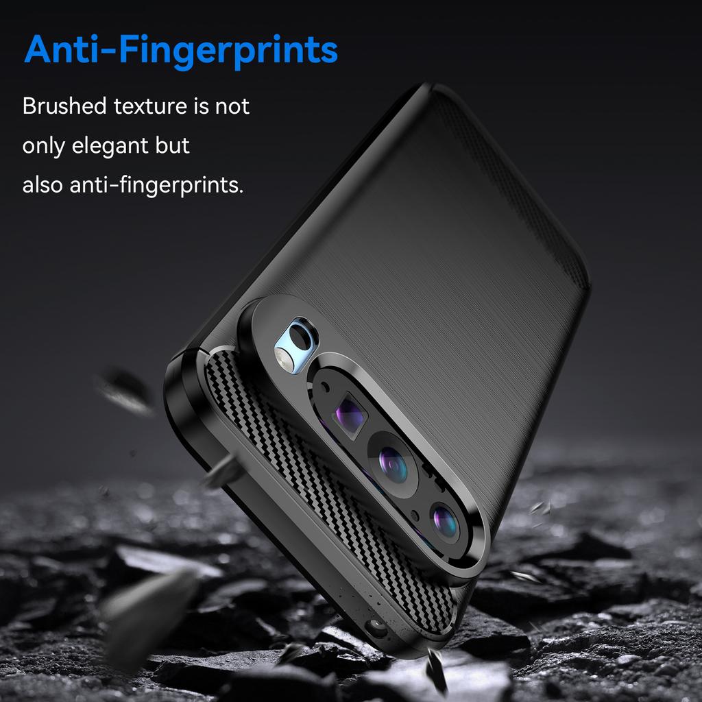 For Google Pixel 9/Pixel 9 Pro Case Brushed TPU Phone Cover Carbon Fiber Texture