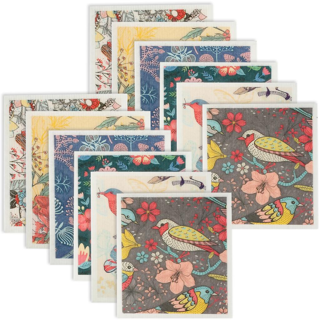 Kitchen Cleaning Cloths Dish Towels Cellulose Cotton Cleaning Cloths Absorbent Swedish Rags Soft Reusable Wet Dry Dishcloths