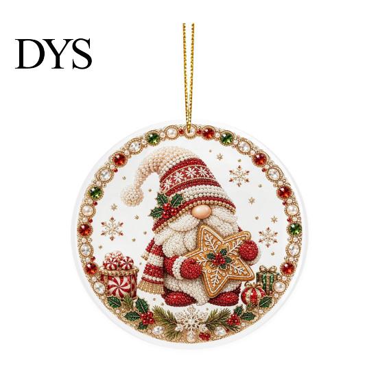 Winter Seasonal Ornaments Christmas Acrylic Hanging Ornament, 2D Flat Double Side Printed Tree Santa Snowman Pendant for Window, Festive Holiday Decor