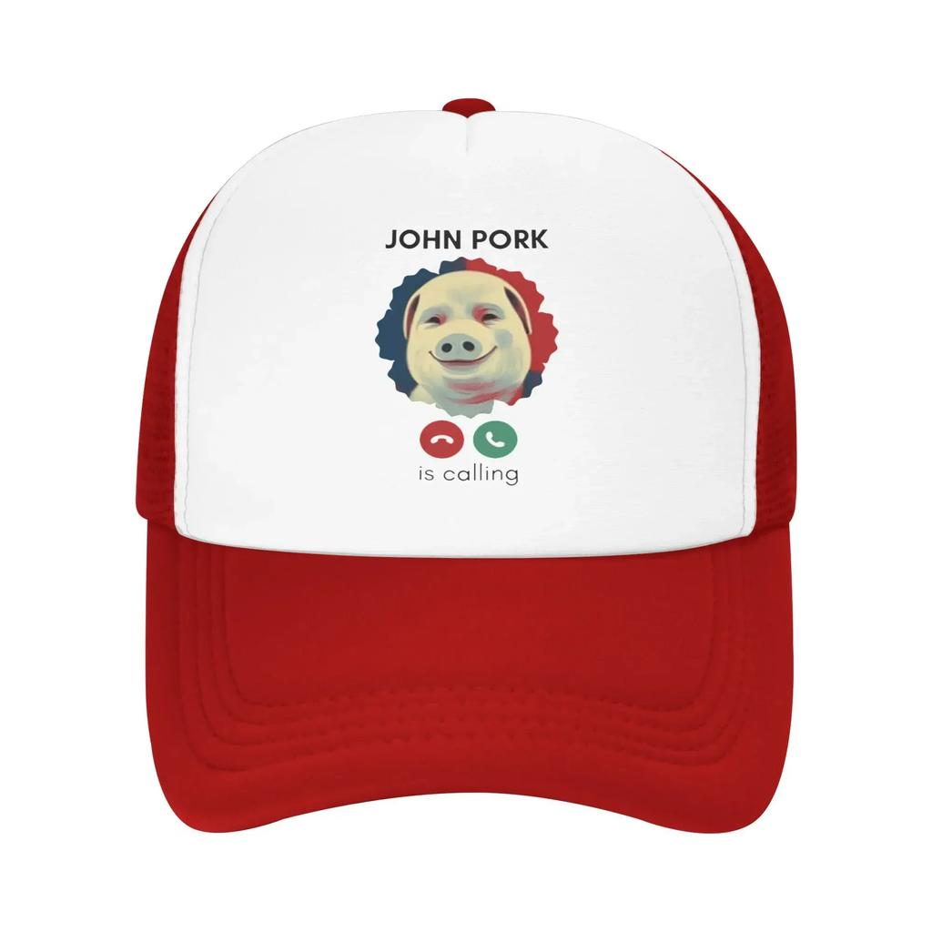 New Design Funny John Pork Is Calling Camping Mesh Baseball Caps Women Men Summer Humor Pig Beach Hat Fishing Trucker Cap