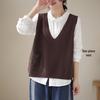 "Spring 2024 Women's Knitted Sleeveless Lace-Trim Vest – Solid Color Casual Top"