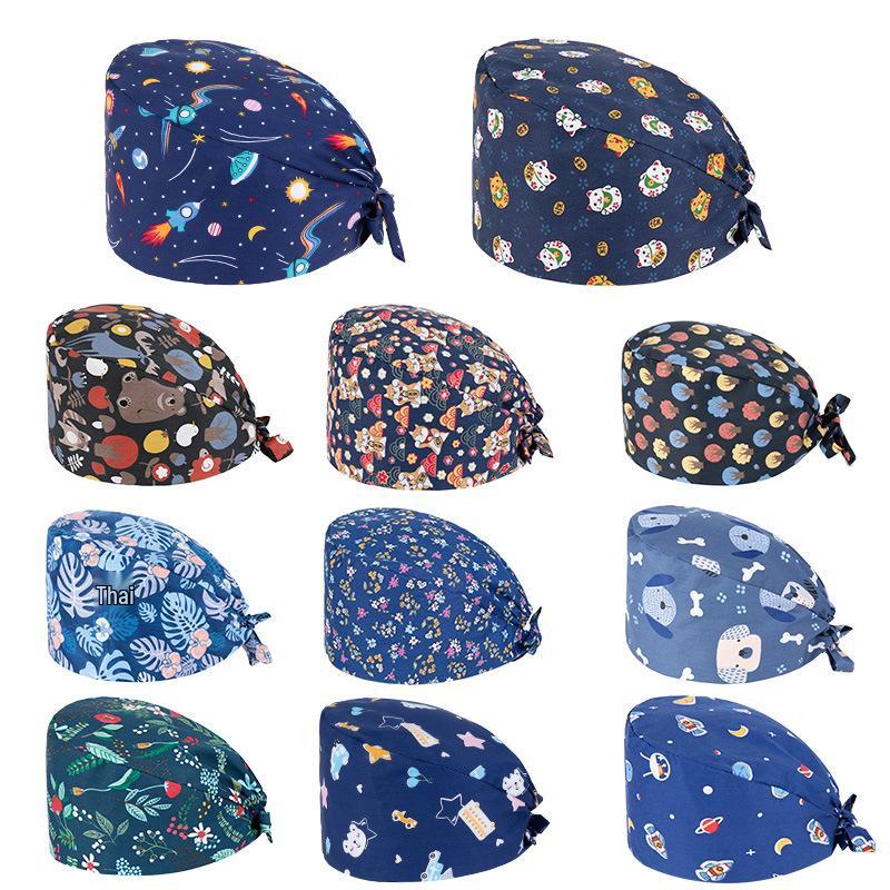 Unisex All-Cotton Printed Surgical Cap for Medical and Food Services