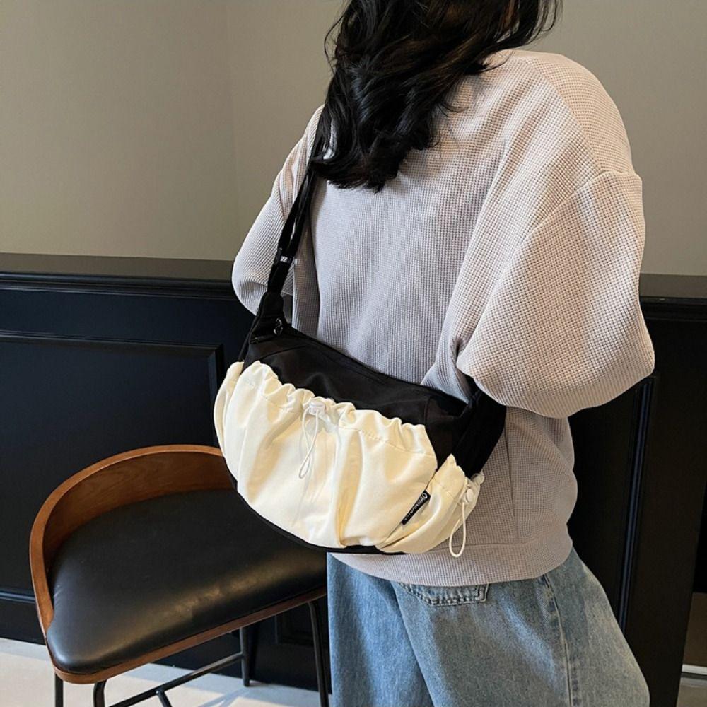 

Underarm Dumplings Shoulder Bag Drawstring Fashion Handbag Sweet Nylon Crossbody Bag Girls фіолетовий