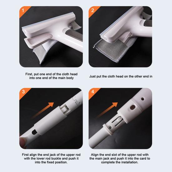 Window Scraper with Double Scraping Strips Extended Pole Side Spray