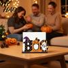 Indoor Halloween Ornaments Wooden BOO Napkin Holder, Cartoon Ghost Pumpkin Witch Hat Paper Towel Window Display Ornament Wood Table Centerpiece