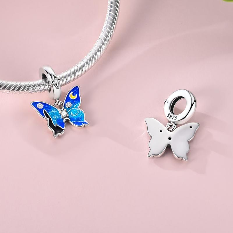 Original Copper Stylish Charms Beads Colorful Butterfly Pendants For Women Girls Fashion Bracelet Necklace Making Gifts