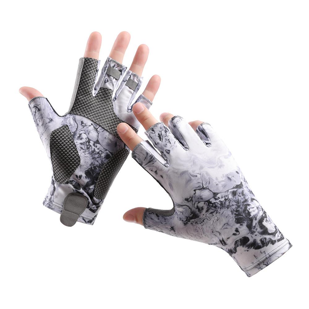 Summer Fishing Gloves Men's Thin Driving and Riding Breathable Ice Silk Road Outdoor Fishing Half Finger Sun Protection Gloves