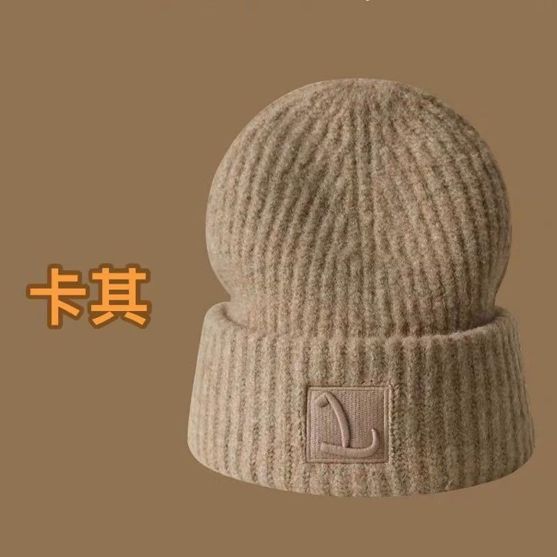 Hat big head wool hat women's season new loose warm pile cold hat big face show face ear protection knitting