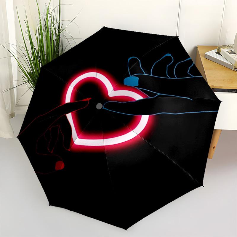 

1pc Heart Hands Neon Light Automatic Opening and Closing Folding Umbrella with 8 Iron Ribs - Portable, Foldable for Travel yy251124176