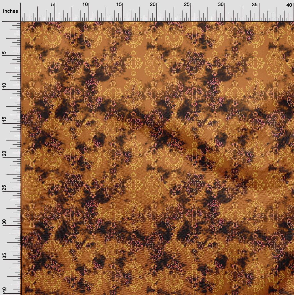 oneOone Cotton Flex Brown Fabric Batik Fabric For Sewing Printed Craft Fabric By The Yard 40 Inch