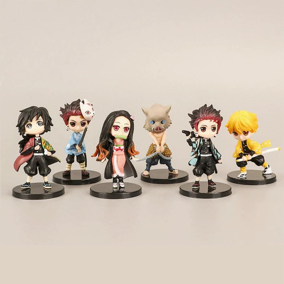 Q Posket Figure Demon Slayer Mini Figurine 5Pcs 10Pcs 12Pcs 15Pcs Sets Kimetsu No Yaiba Small PVC Dolls Desktop Decora
