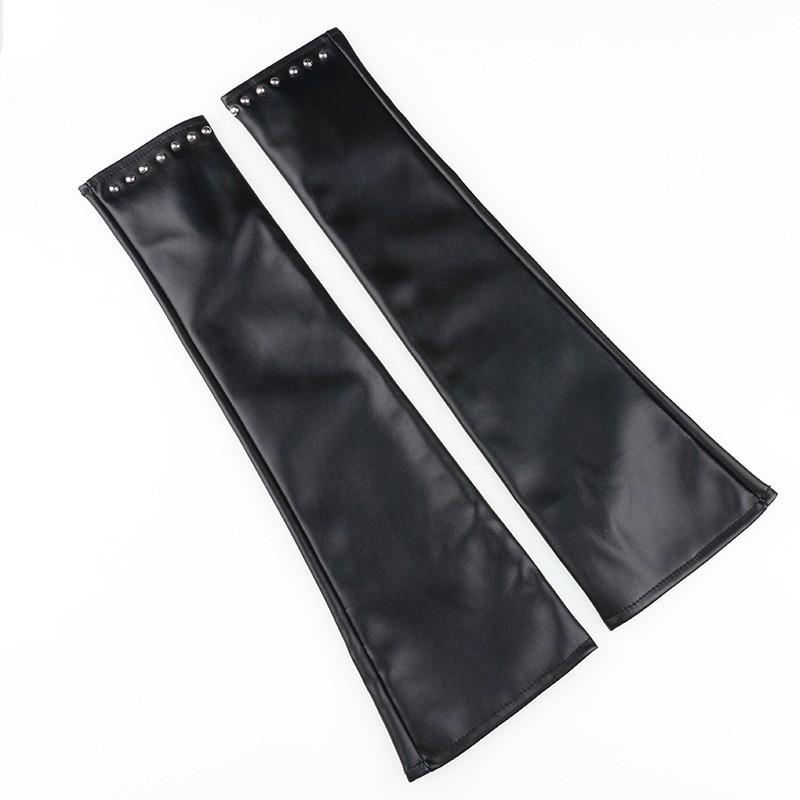 Mănuși de piele lungi pentru femei de club de noapte, design la modă cu blană asortată, performanță de dans, piele, mănuși de piele