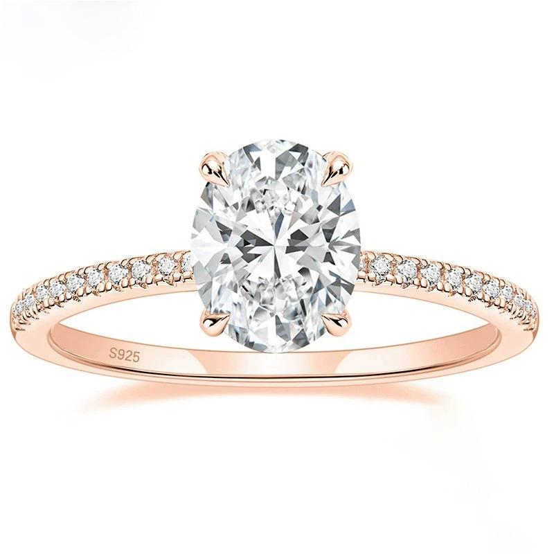 Arvaleff S925 Sterling Silver Women's Ring Set with 2 Carat 6x8 Rectangular Zirconia - European & American Hot-Selling.