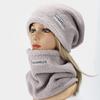 Fleece-Lined Warm Ear Protection Outdoor Cycling Headscarf Hat for Women Autumn Winter Two-Piece Set Neck Warmer Scarf Cold Hat Couple Style