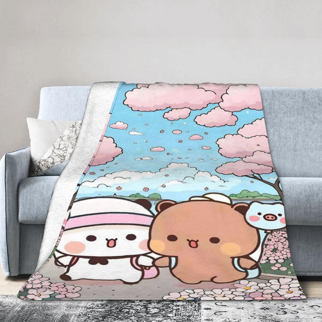 Bubu Dudu Süßer Cartoon-Bär Charakter Warme Weiche Decke Kawaii Panda Plüsch Überwurfdecke Schlafzimmer Flanell Bettüberwurf Sofabezug