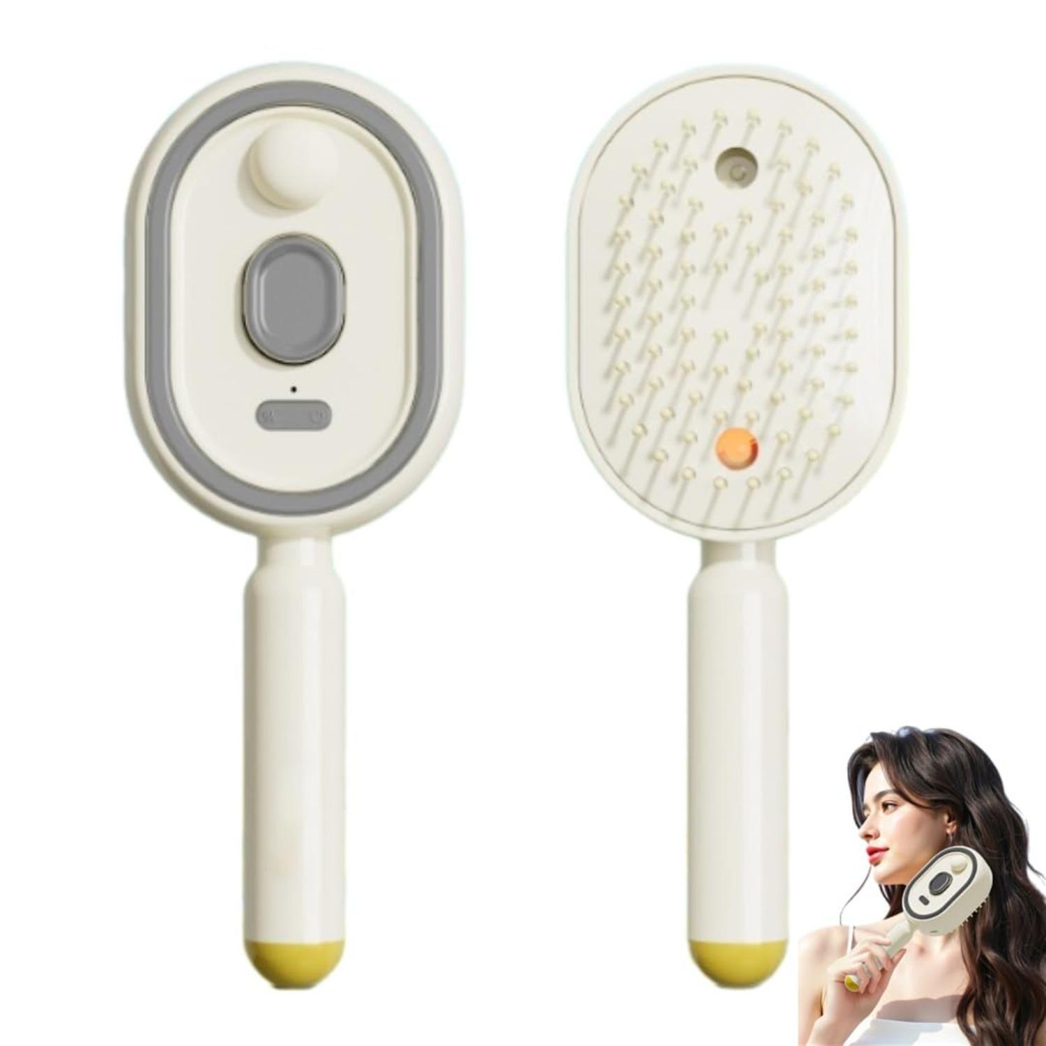 Electric Spray Massage Comb, 3-in-1 Misting Hair Brush with Scalp Massage, Rechargeable Steam Brush with Retractable Bristles, Anti-Static Detanglin белый