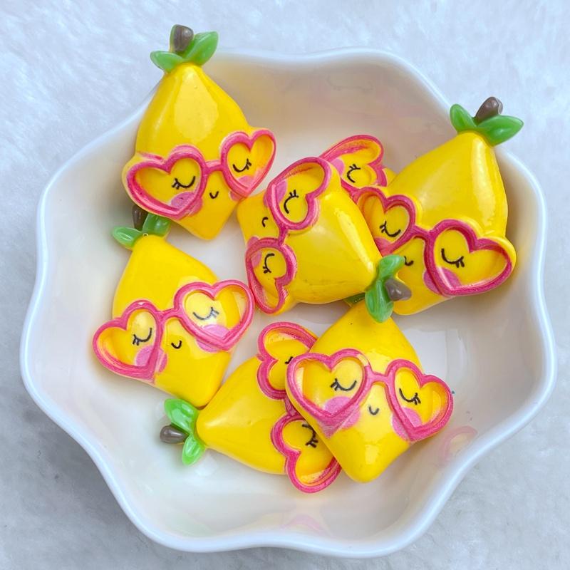 10Pcs Cute Resin Mini Cool Avocado Strawberry Lemon Watermelon Series Flat back Scrapbooking DIY Jewelry Craft Decoration