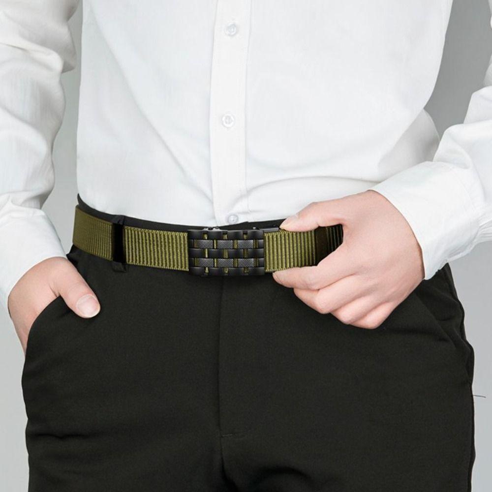 Fashion Luxury Brand Nylon Belt Golf Sports Business Casual Automatic Buckle Waistbands Weave Waist Band