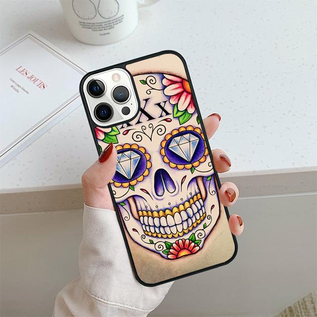 

Mexican Skull Flower Phone Case For iPhone 17 Air 14 15 16 13 12 Cover For Apple 14 15 16 Pro Max Plus Coque iPhone 13