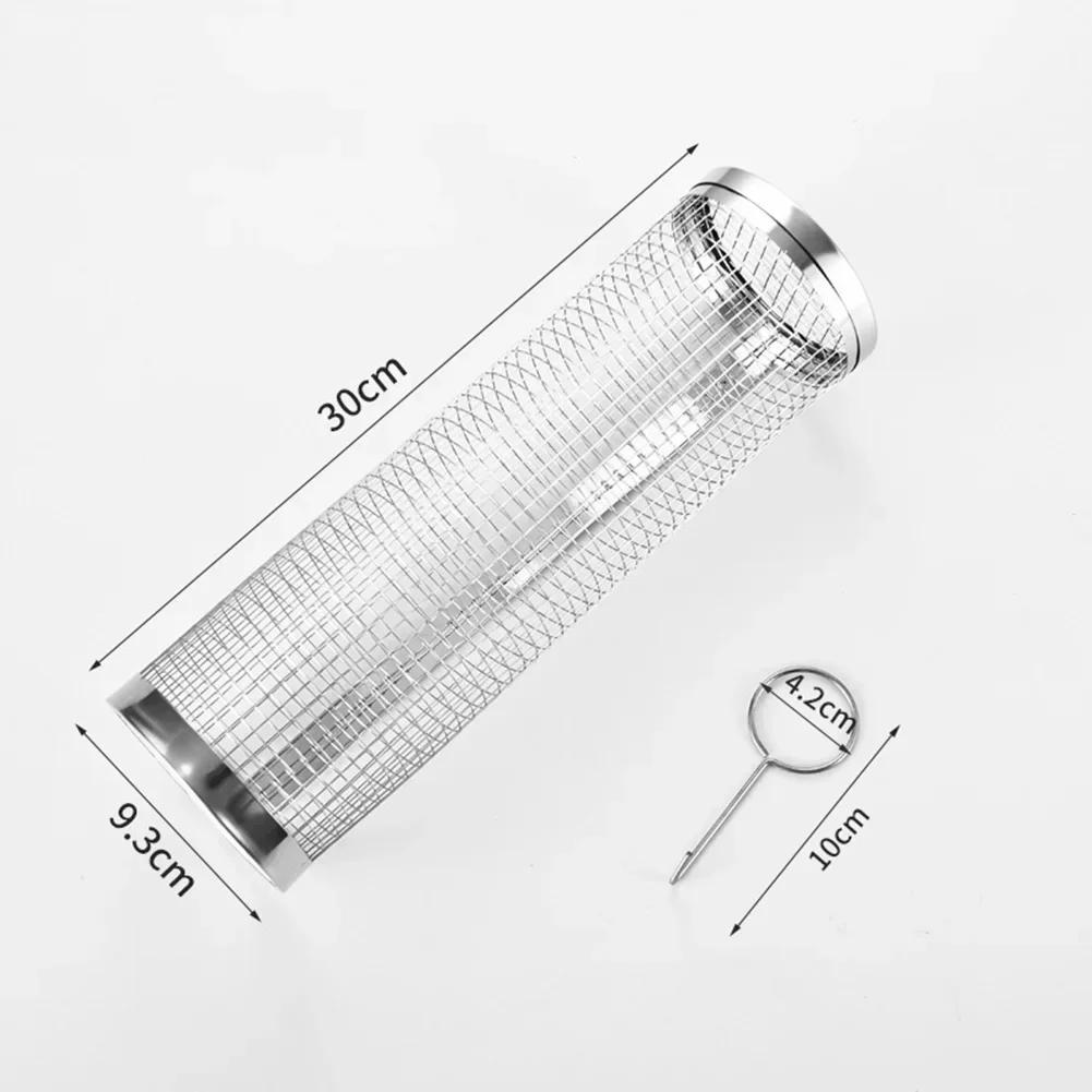 Καλάθι μπάρμπεκιου από ανοξείδωτο χάλυβα Καλάθι ψησίματος συρμάτινο πλέγμα κυλινδρικό φορητό στρογγυλό υπαίθριο ράφι μπάρμπεκιου για κάμπινγκ