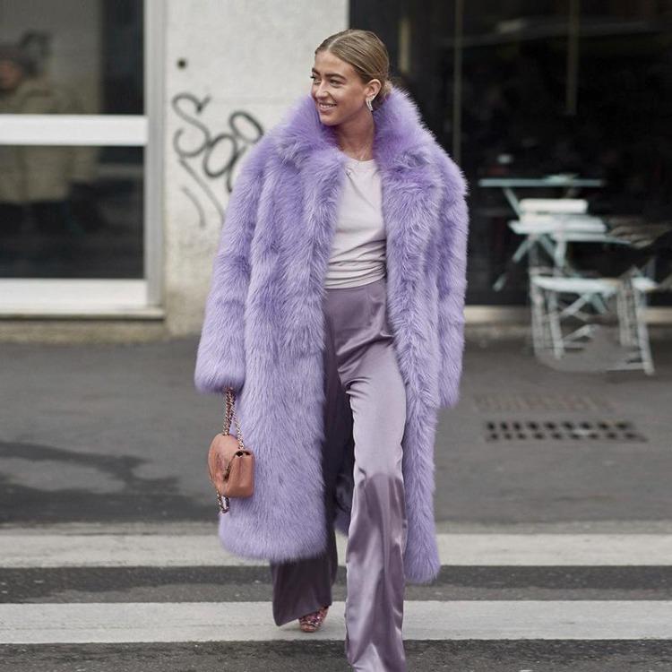 Winter Autumn Women Fur Coat Thickened Imitation Fur Lapel Long Hair Coat European Style Toka Outerwear New