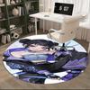1pc Anime Design Round Carpet - Office Chair Mat with Cool Girl Holding Scissors and Music Notes, Suitable for Home Decor