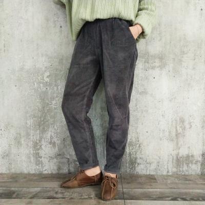 Cordhose für Damen, elastische Taille, einfarbig, Frühling, Damen, Tücher, Taschen, Freizeithose
