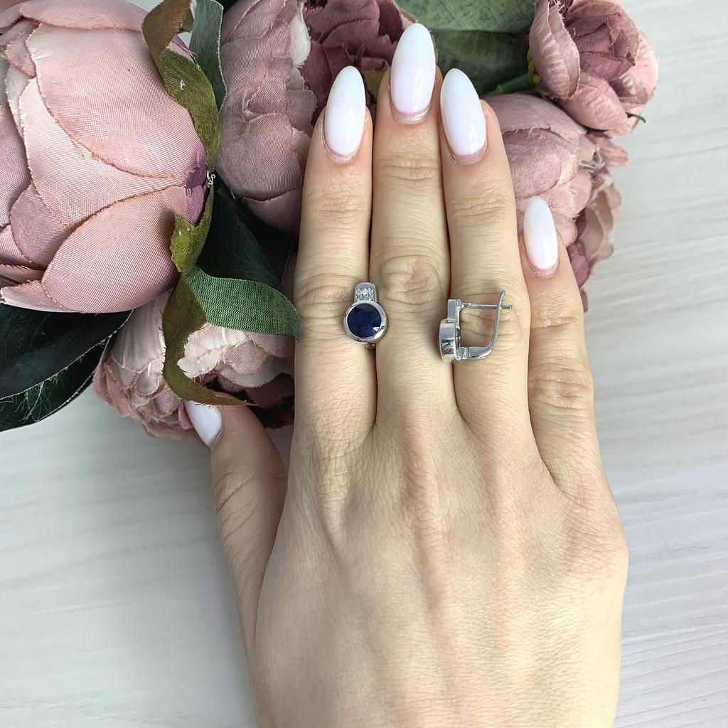 Silver Earrings with Natural Sapphire 4.32ct (2068761)