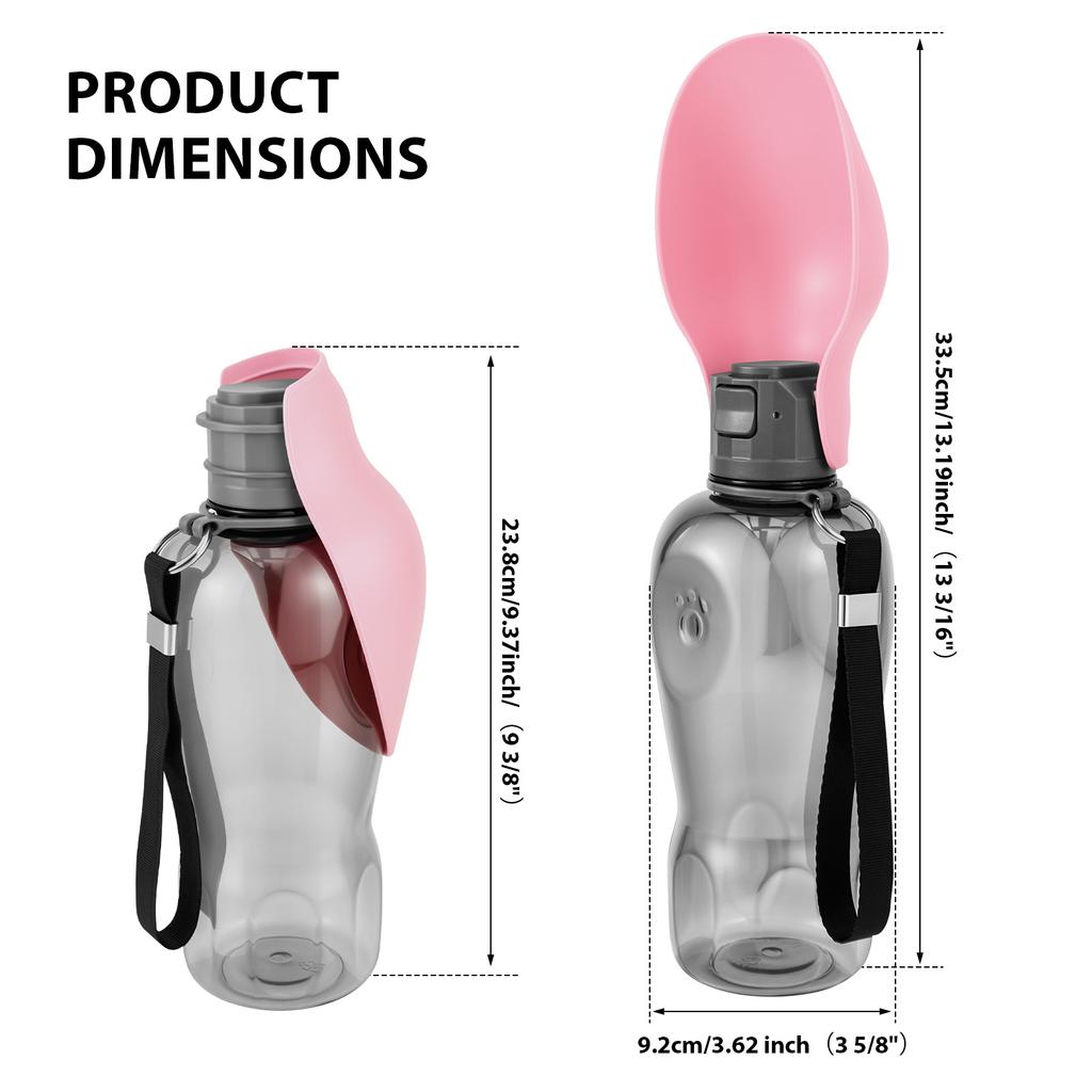 800ml Dog Water Bottle Large Capacity Portable Dog Drinking Bottle with Foldable Bowl Leakproof Pet Travel Bottle Pet Supplies